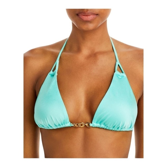 PQ Swim Chain Trim Triangle Bikini Top & Ruched Bikini Bottom NWT - Picture 3 of 8